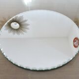 Large round, beveled, 1940-1950, art deco mirror