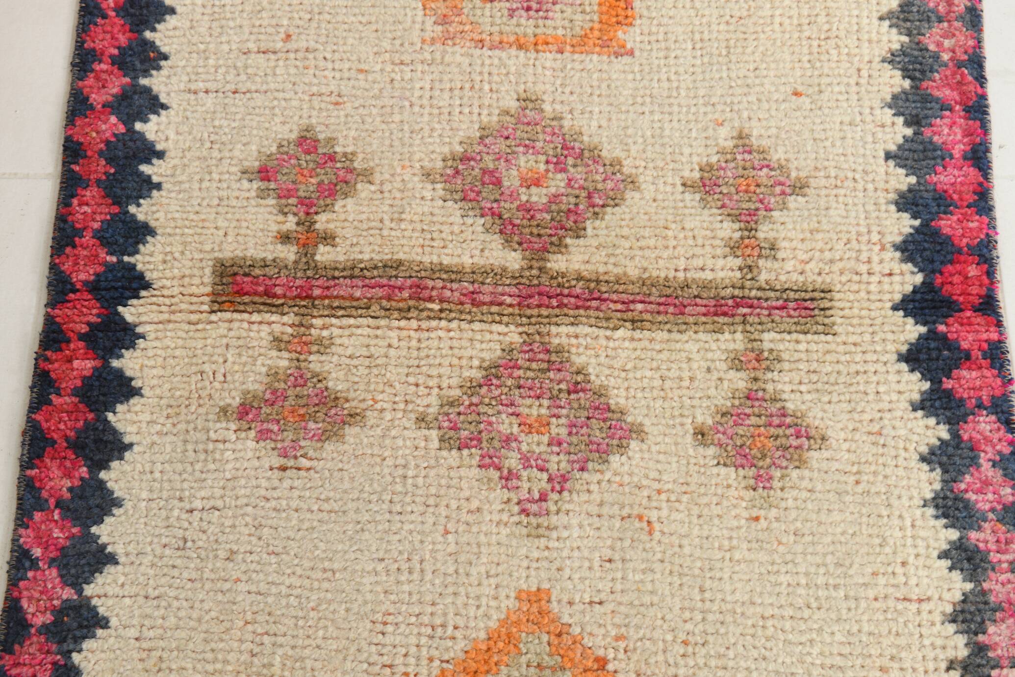 3x13 Pink & Brown Oushak Runner Rug, Soft Palette Rug, 87x384Cm