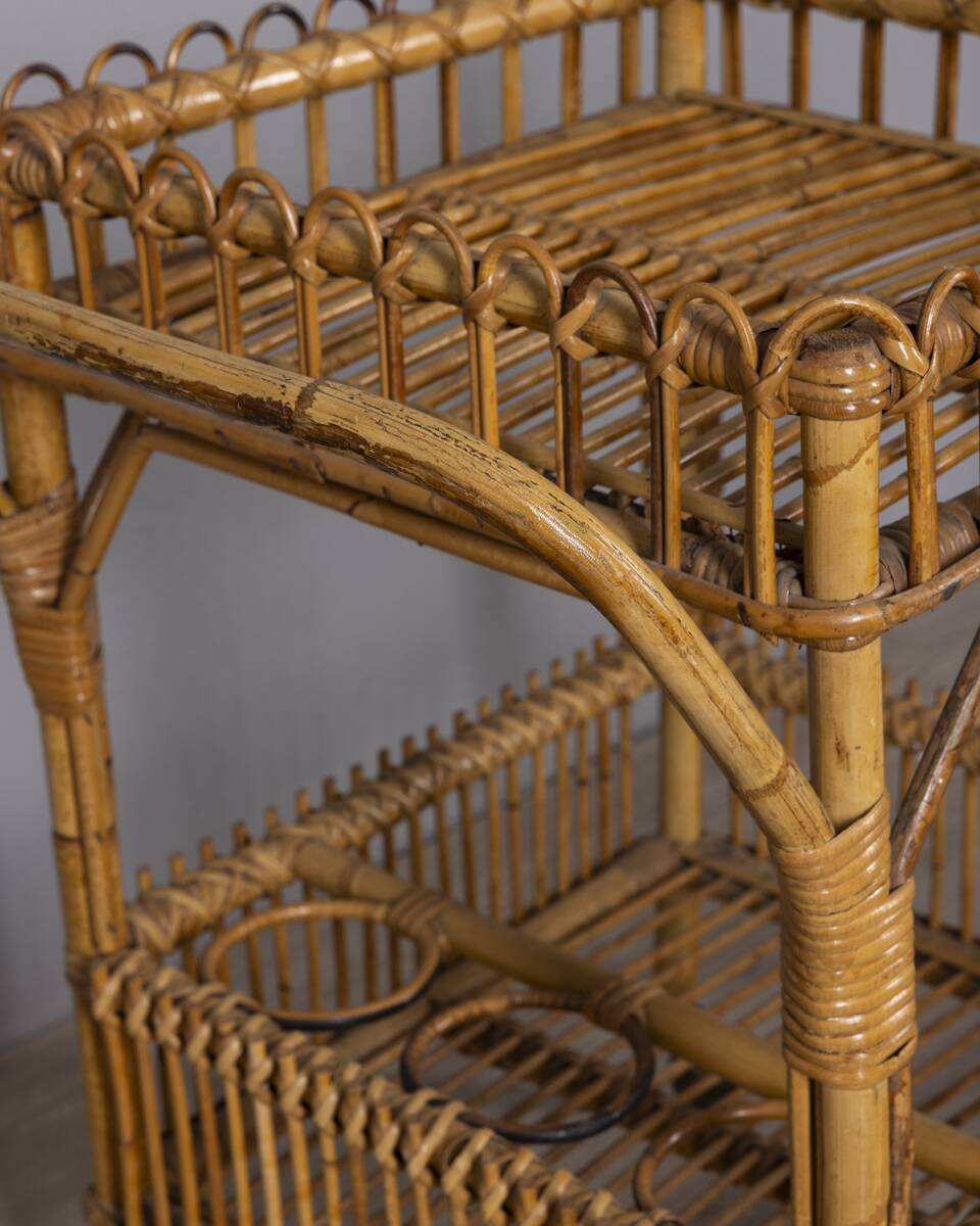 Vintage 1960s Italian-design bamboo bar cart