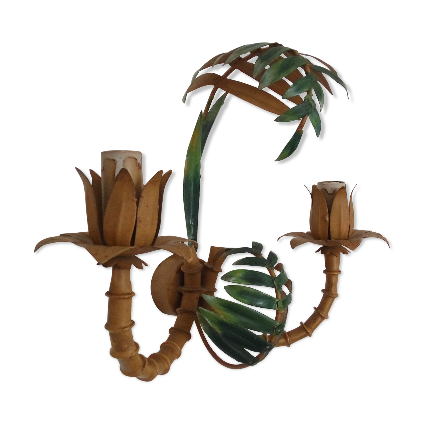 Vintage bamboo wall lamp