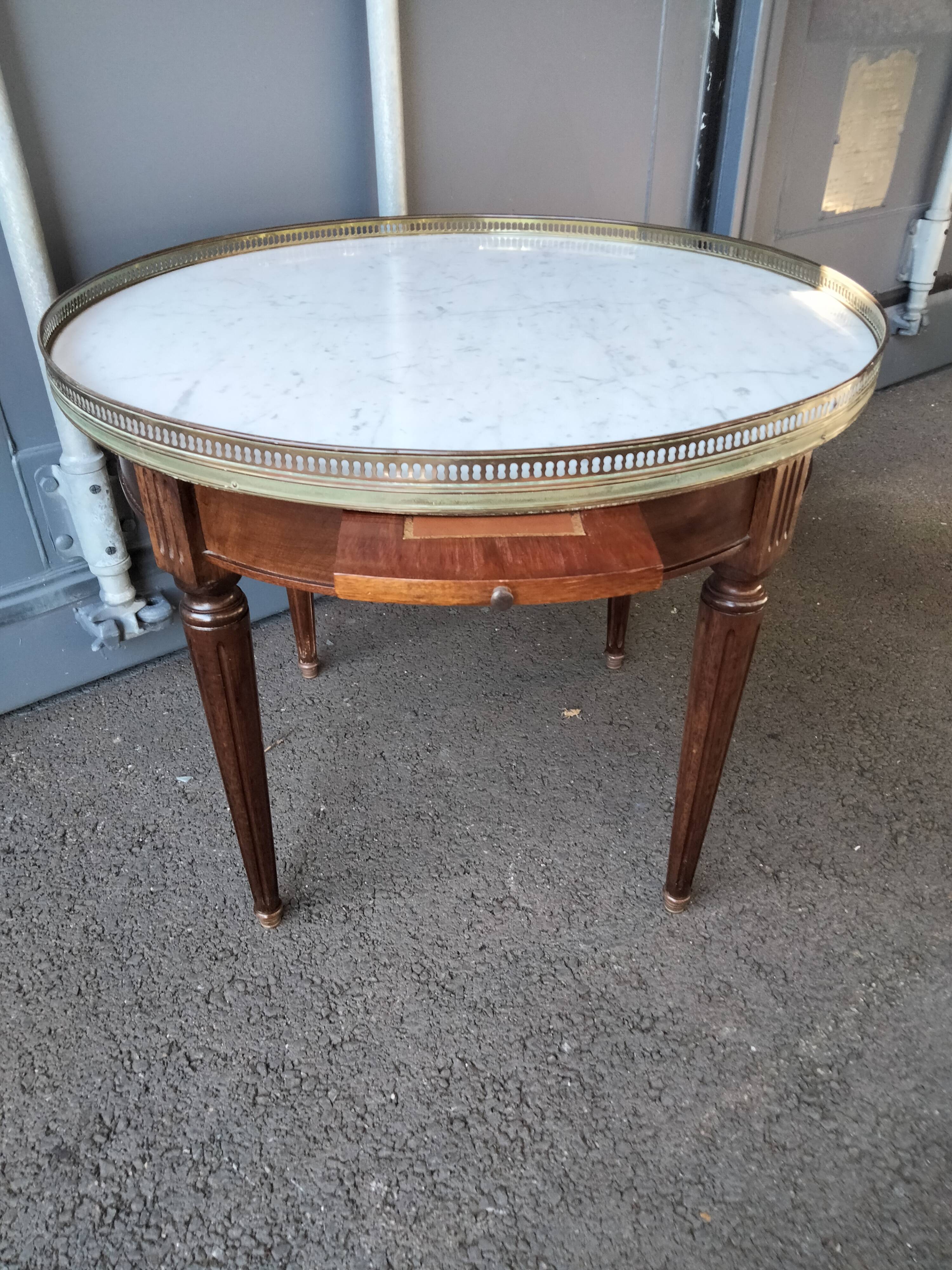 Coffee table hot water bottle old marble top Louis xvi style
