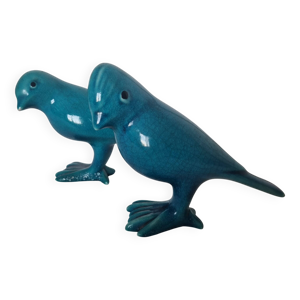 paire d'Oiseaux Art Déco - bleue