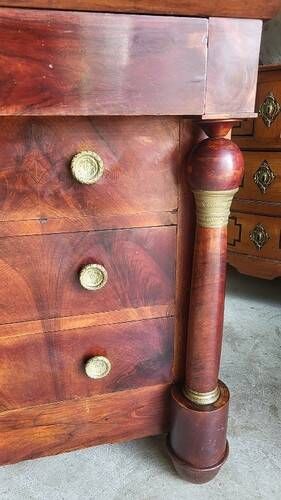 COMMODE EMPIRE 4 TIROIRS EN ACAJOU DU XIX ème SIECLE