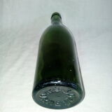 Set of three old bottles of green moulded glass