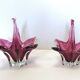 Paire de bonbonnières en verre de Murano rose, Italie