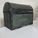 19th century popular art domed trunk box with dominoté paper and painted canvas