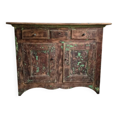 Buffet rustique français en noyer, XVIIIe siècle, 3 tiroirs et 2 portes