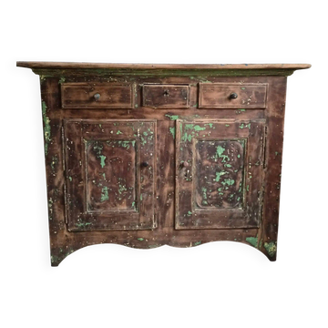 Buffet rustique français en noyer, XVIIIe siècle, 3 tiroirs et 2 portes
