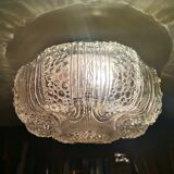 Portuguese mid century clear bubble glass bathroom flush mount light fixture lamp 1970s