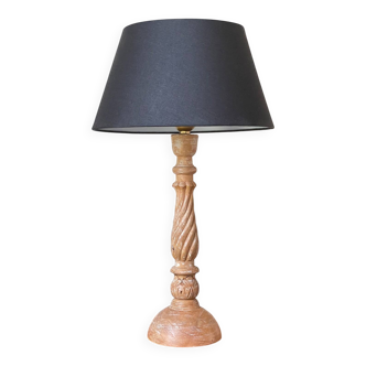 Lampe bois sculpté vintage