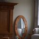 Large oval wall mirror in solid pine by Glasmäster Markaryd, Sweden, 1960s.