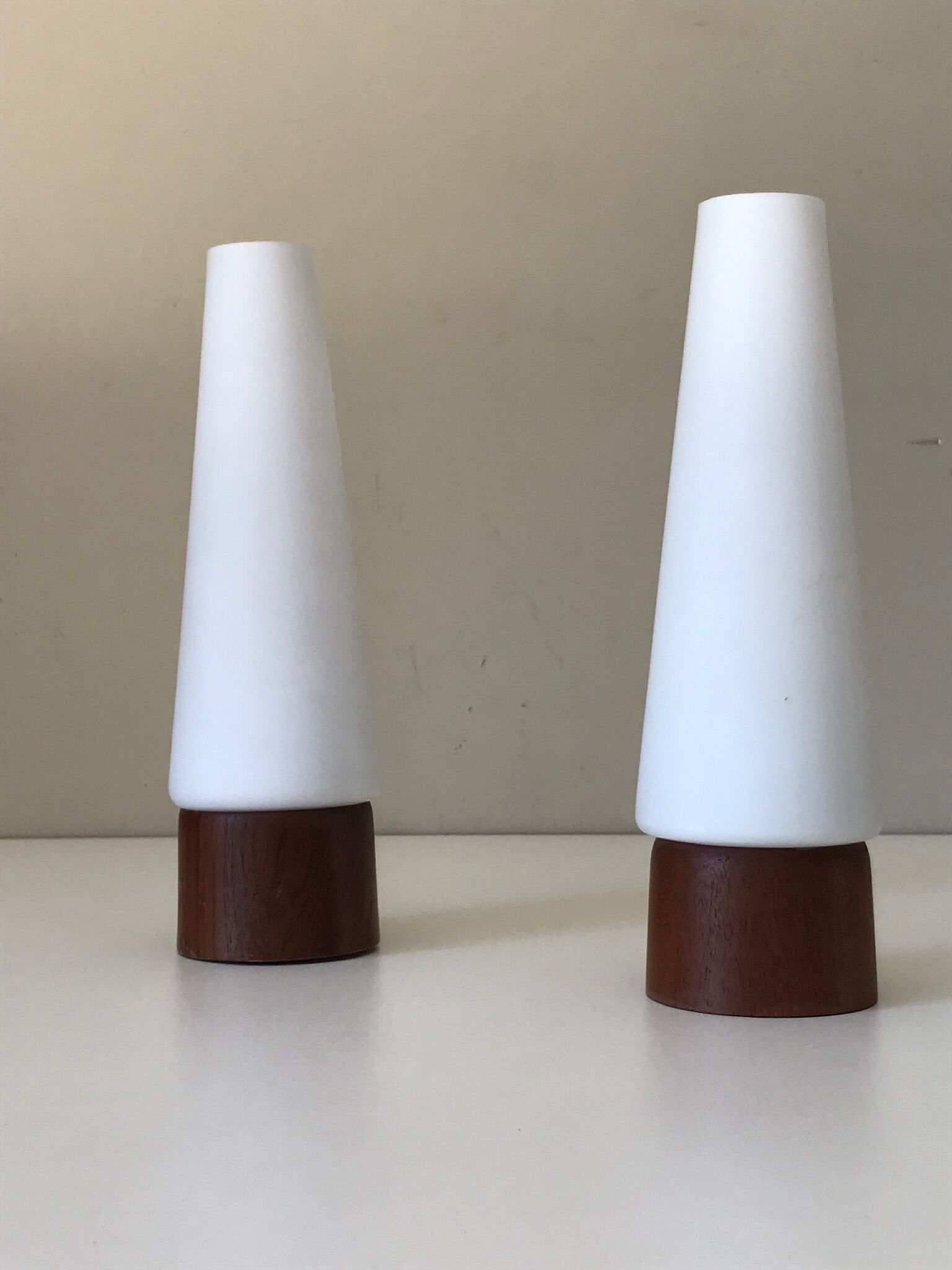 Pair of Philips teak lamps 60s