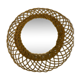 Artisanal vintage wicker mirror