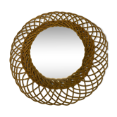 Miroir en osier vintage artisanal