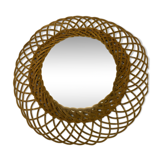 Artisanal vintage wicker mirror