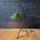 Industrial floor lamp in black lacquered metal and green enamelled sheet metal