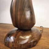 Hand-carved wooden mushroom table lamp with integrated LED