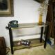 Vintage wooden console and smoked glass