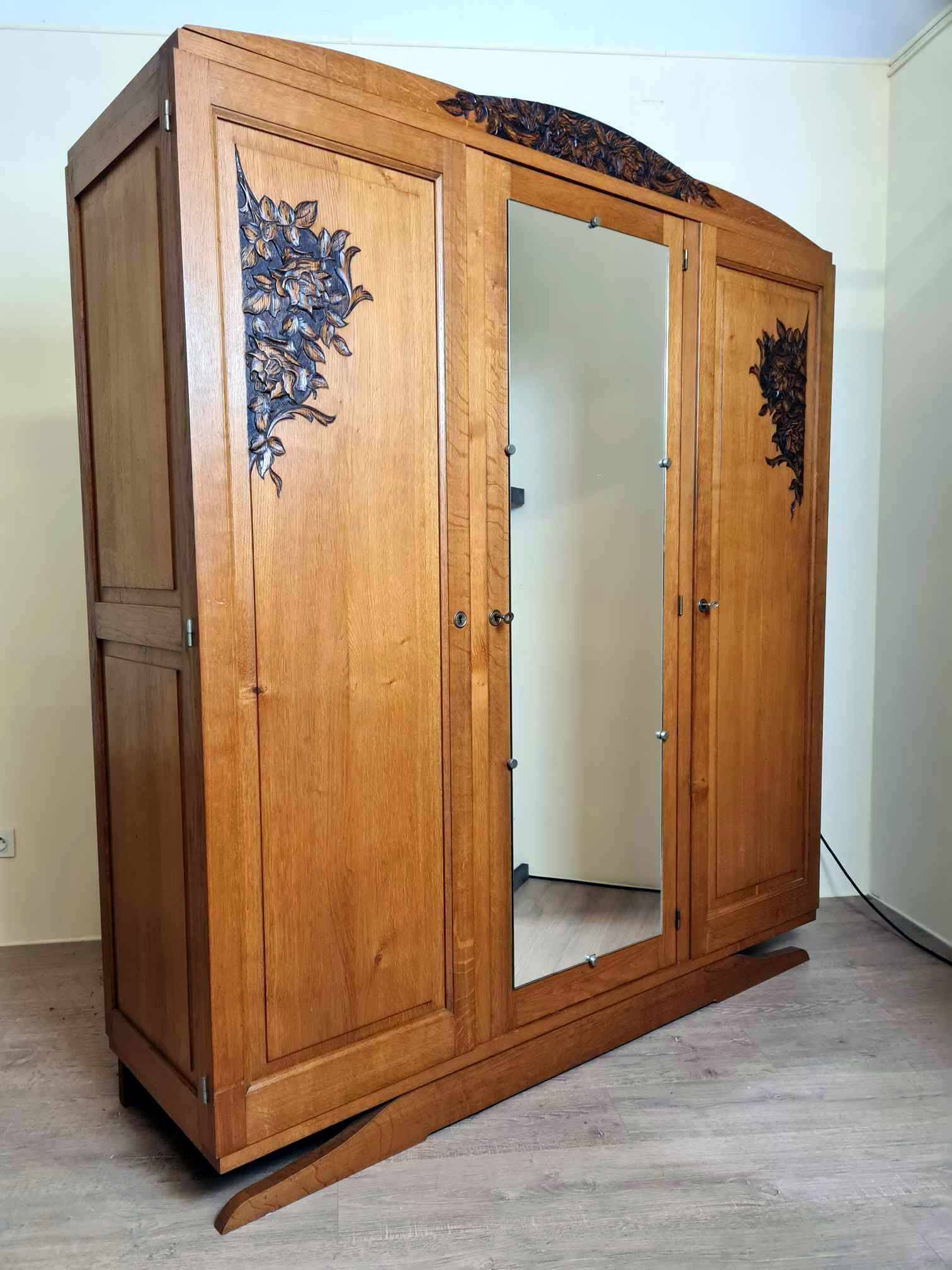 art deco period wardrobe in blond oak circa 1940