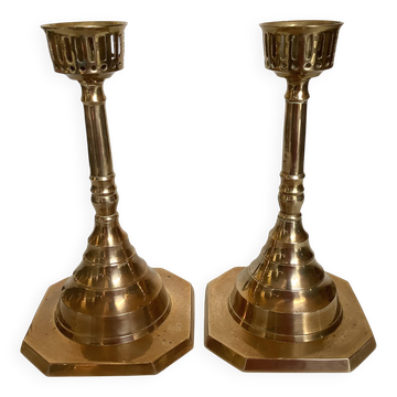 Pair of large brass candlesticks