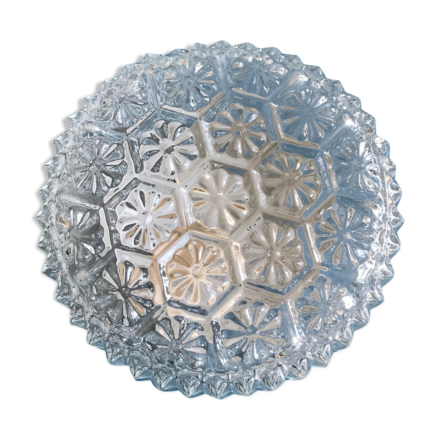 Round ceiling light in chiseled glass