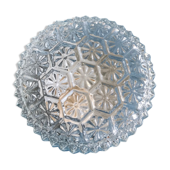 Round ceiling light in chiseled glass
