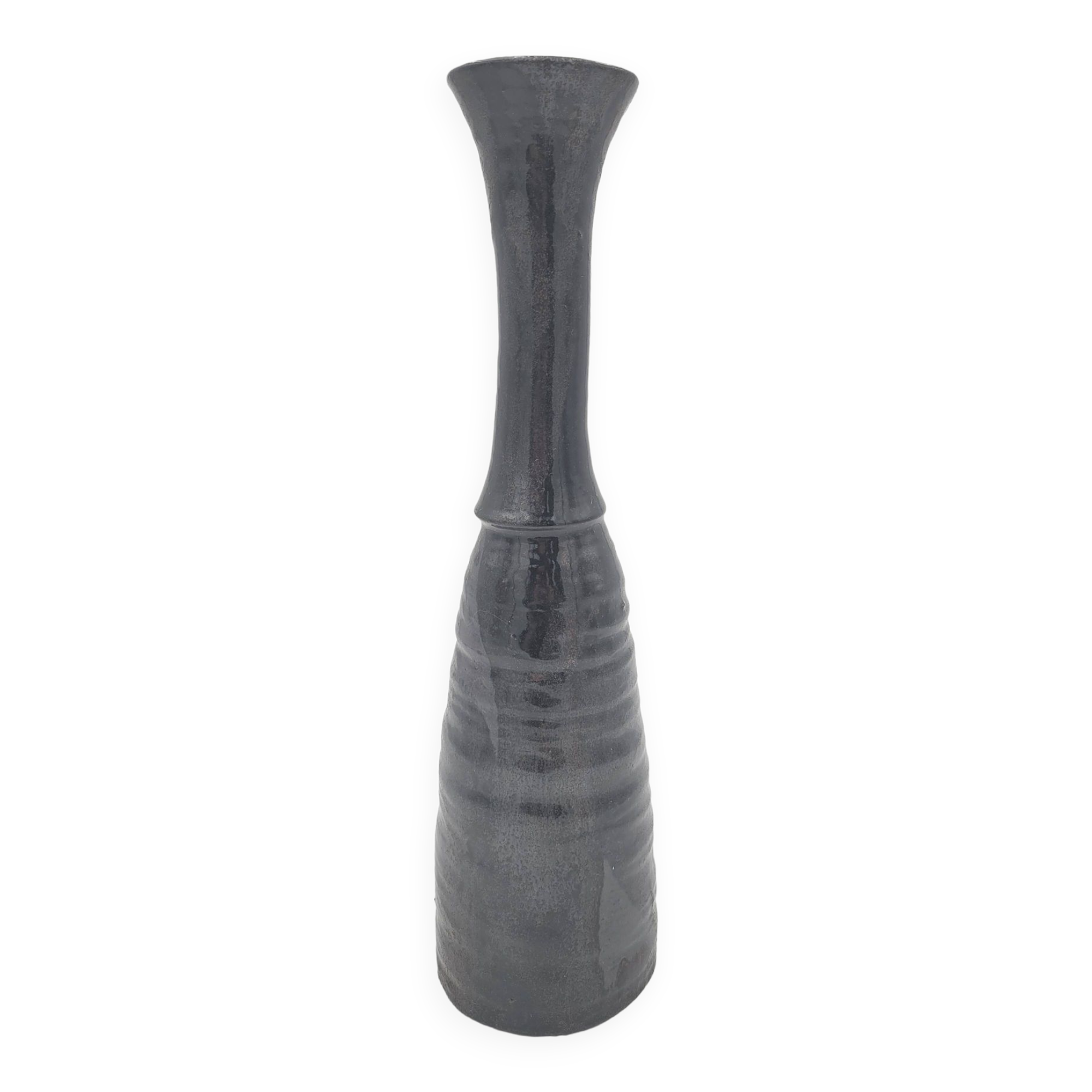 Black Ostara vase in glazed terracotta