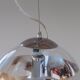 Italian Modern Space Age Pendant Light, Glass & Silver Metal, 1980s