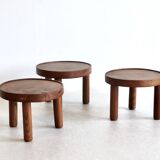 A set of three small round tables. Mado Jolain and René Legrand. France 1956