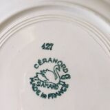 Suite assiettes Terre de Fer décor vert fleurettes St Amand