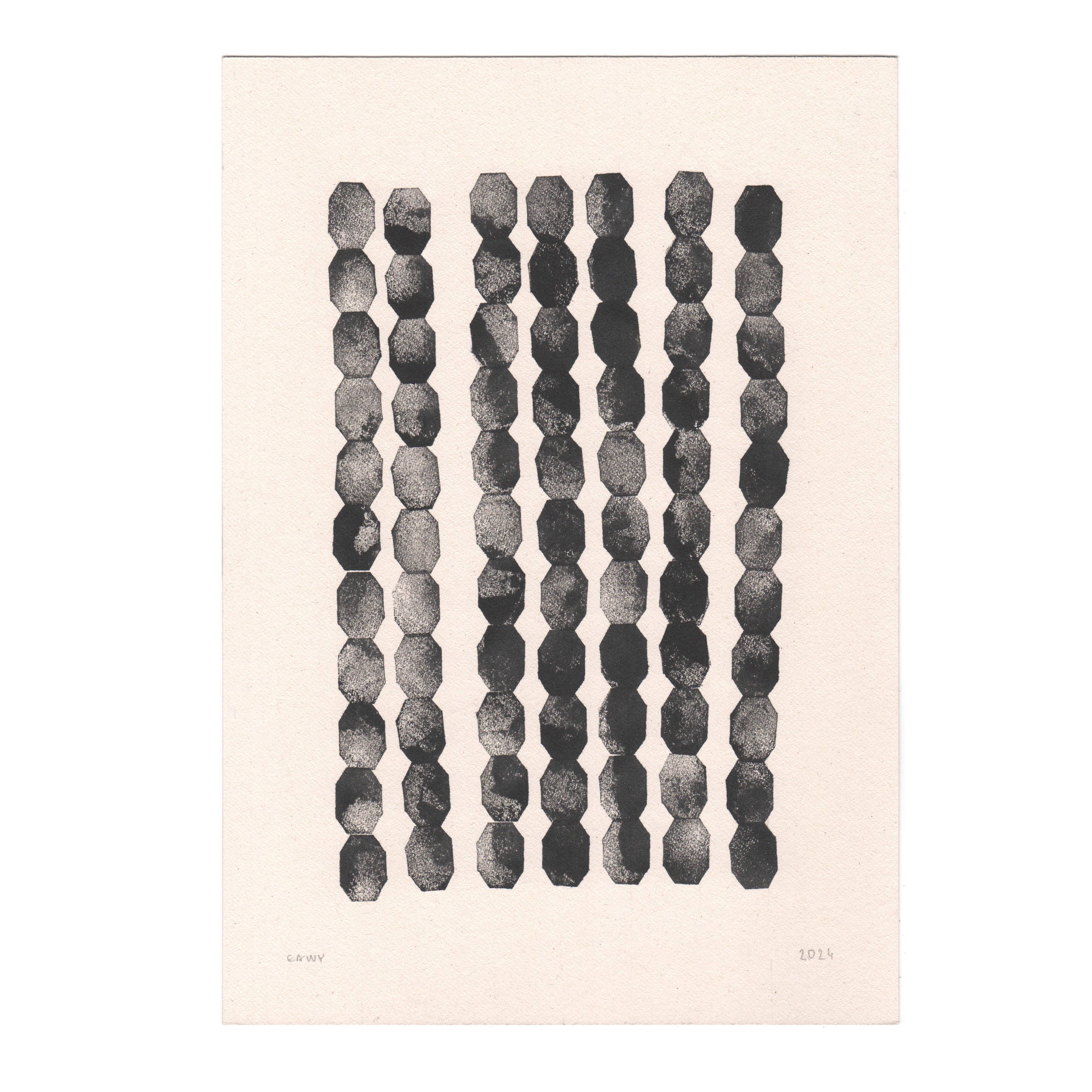 Collection de 4 peintures abstraites noires sur papier signées eawy