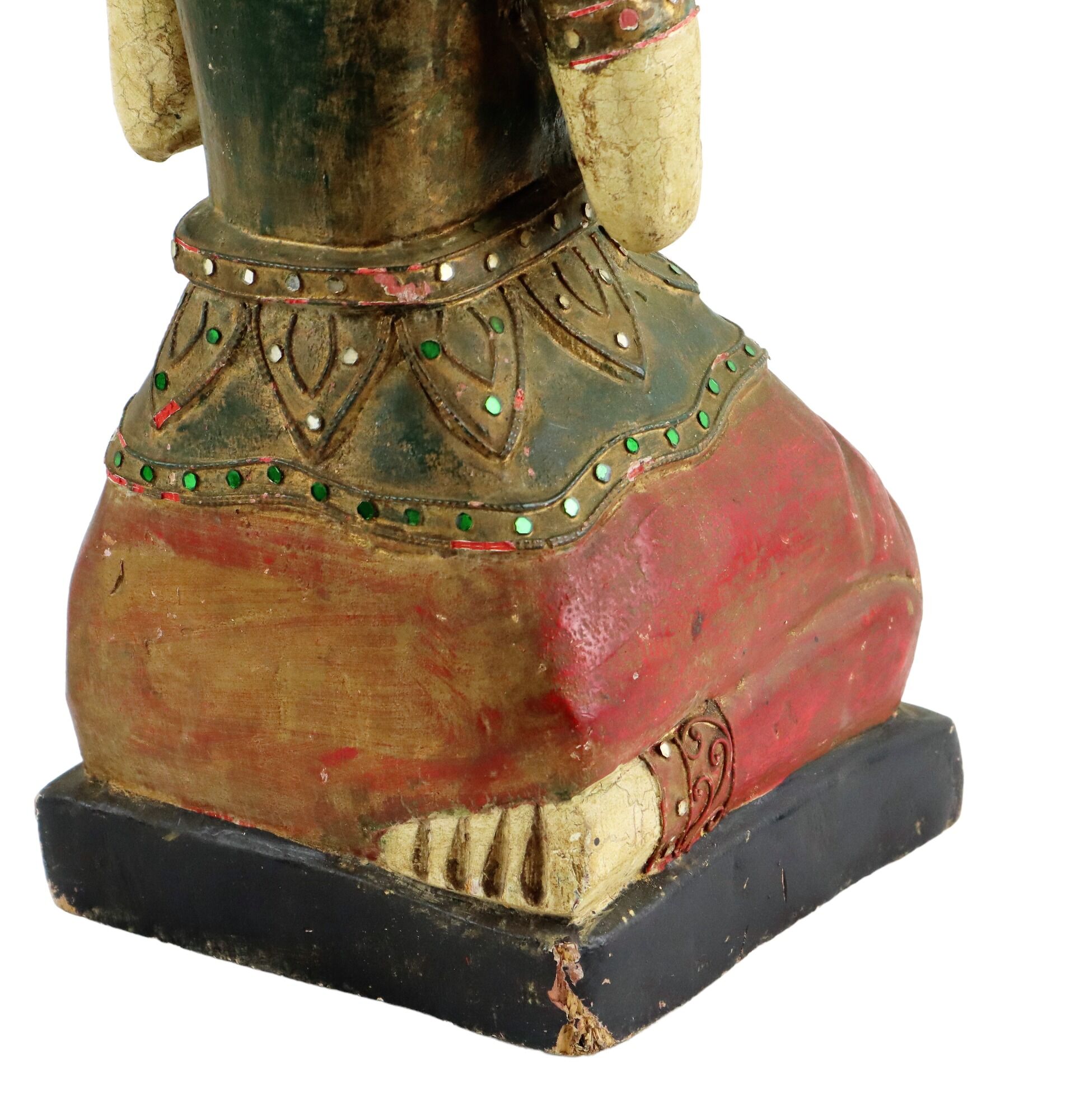 Characterful Vintage Buddha Statue Kneeling Wooden Buddha 44cm