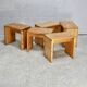 Selection by Charlotte Perriand for Les Arcs, set of 5 pine stools. France, circa 1960