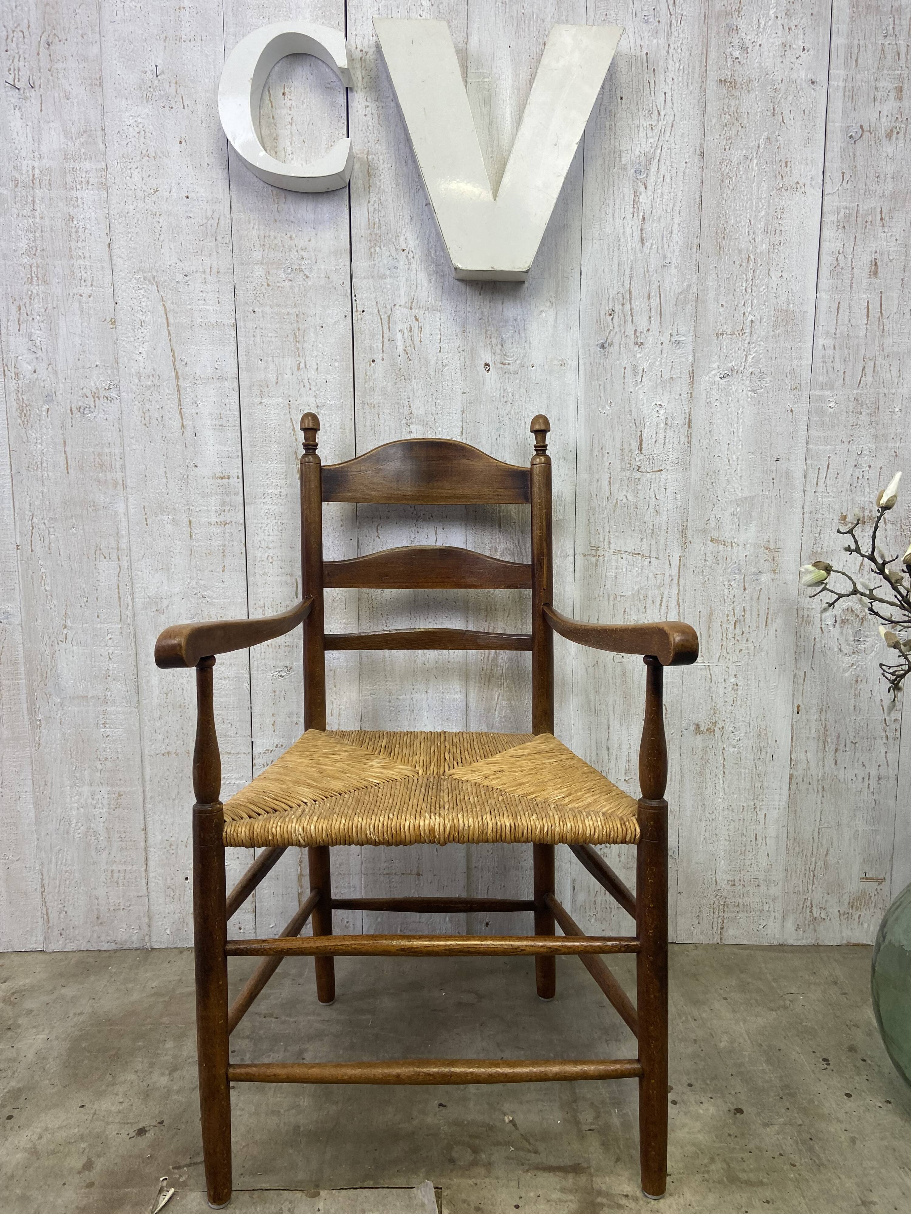 Vintage straw armchair