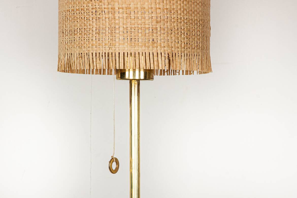 Swedish brass floor lamp, cast iron base, model G 019 by Bergboms 1960