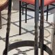 Stool in wrought iron and solid oak