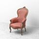 Pair of classic vintage armchairs in carved wood and fabric, 1950s