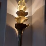 Wall lamp design in gilded metal, leaf décor