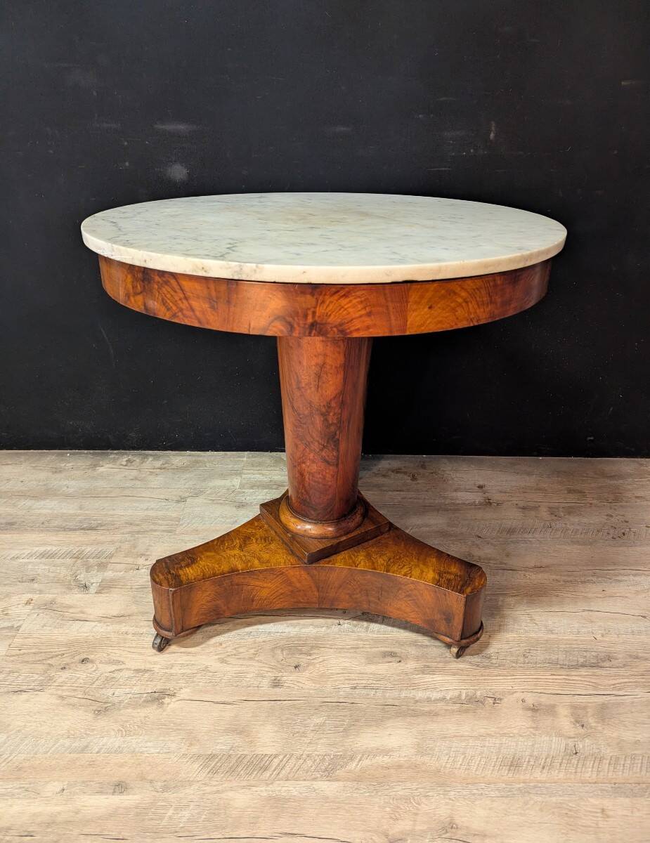 Empire mahogany and marble pedestal table