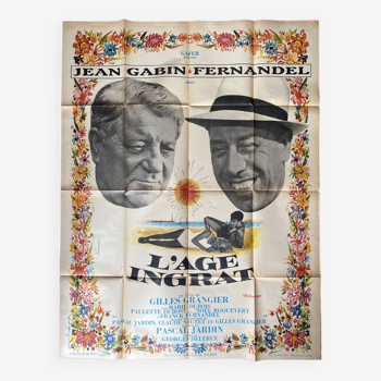 Affiche cinéma originale "L'âge ingrat" Jean Gabin, Fernandel 120x160cm 1964