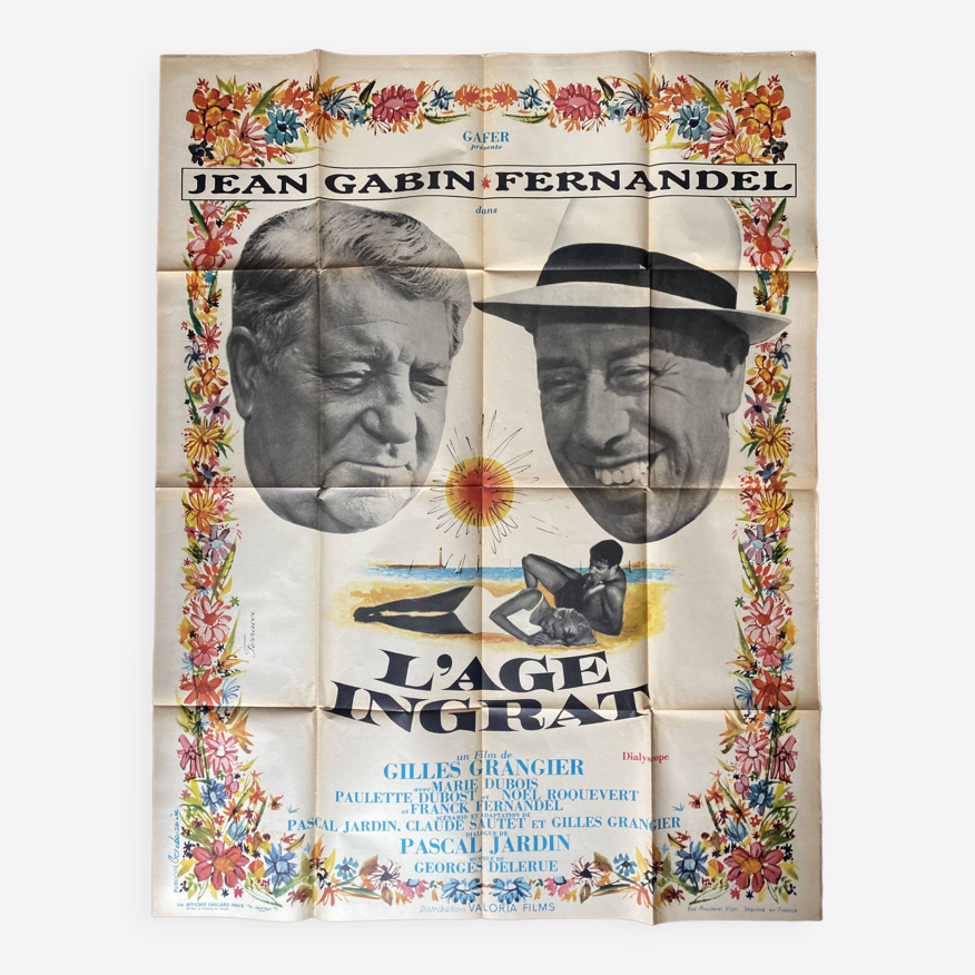 Affiche cinéma originale "L'âge ingrat" Jean Gabin, Fernandel 120x160cm  1964 | Selency