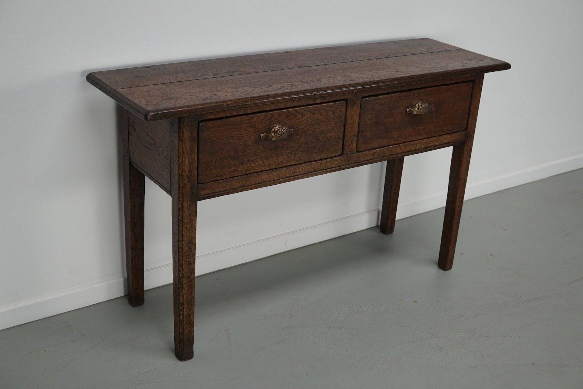Vintage French rustic farmhouse oak side table, 1950s