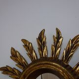 Mirror sun in gilded wood carved 60s, 28 cm