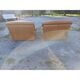 Paire de fauteuils vintage en skaï marron clair