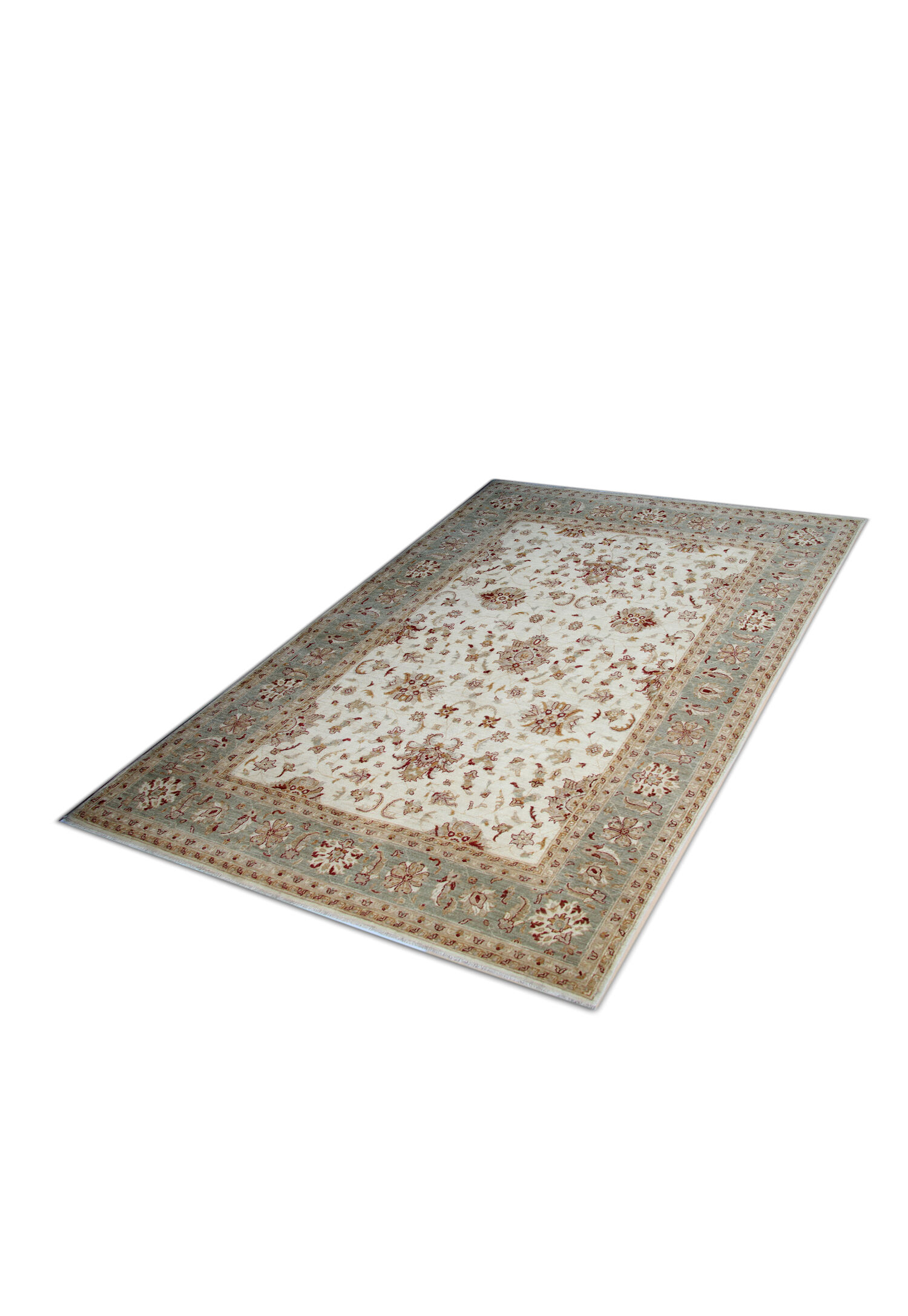 Large Ivory-cream Zielger Rug Handwoven Oriental Floral Carpet 199x292cm