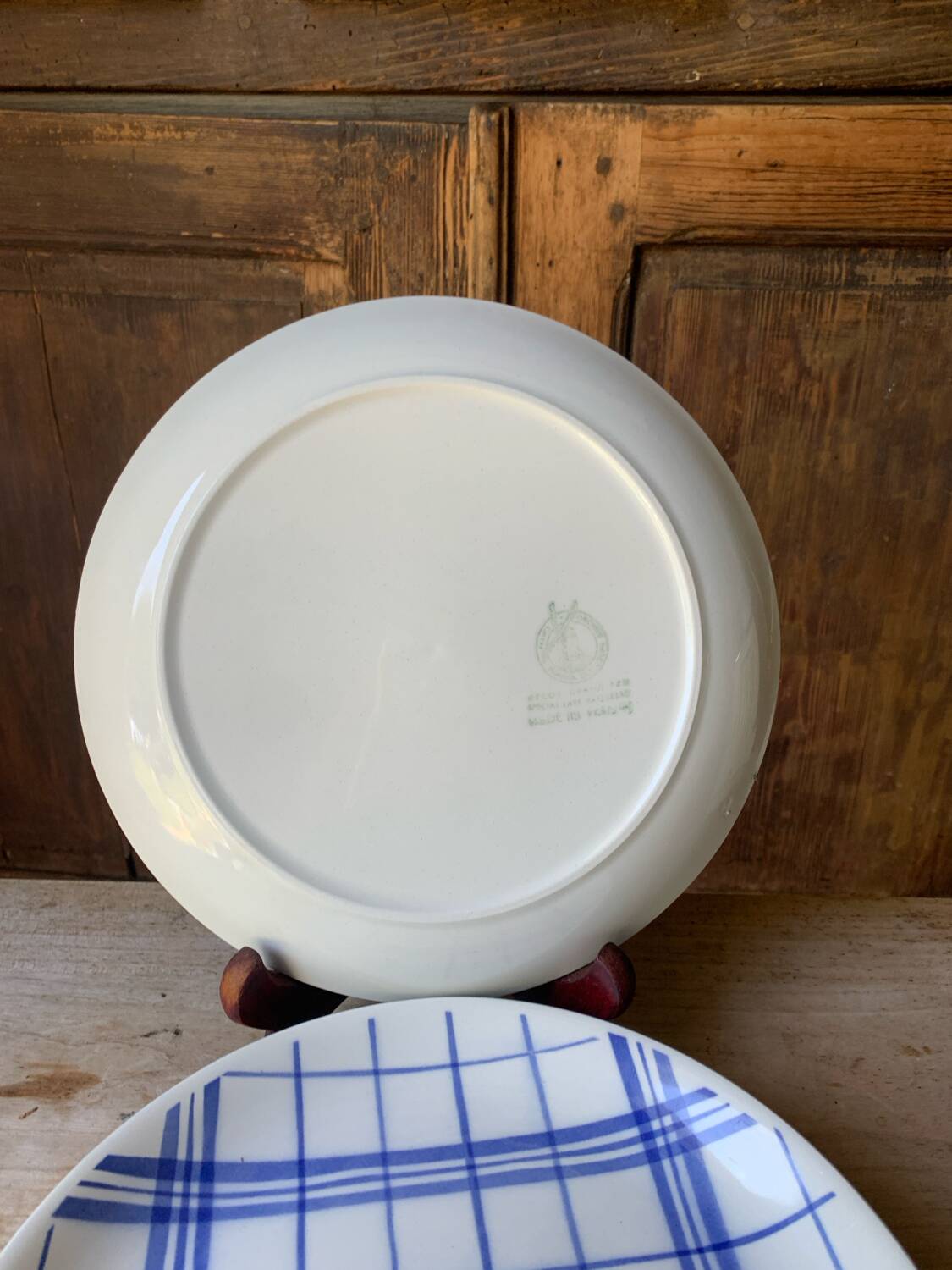 Quatre assiettes plates torchon bleu Moulin des Loups Orchies