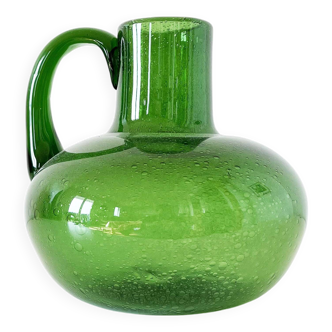 Vintage green bubble glass pitcher 1960