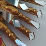 Golden wooden sun mirror 30cm