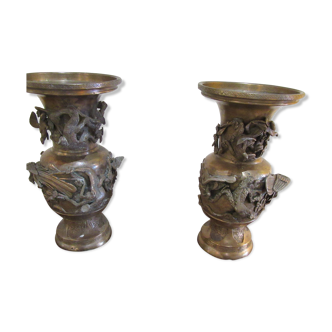 Pair of bronze vases, Japan Meiji period, late XIXth century