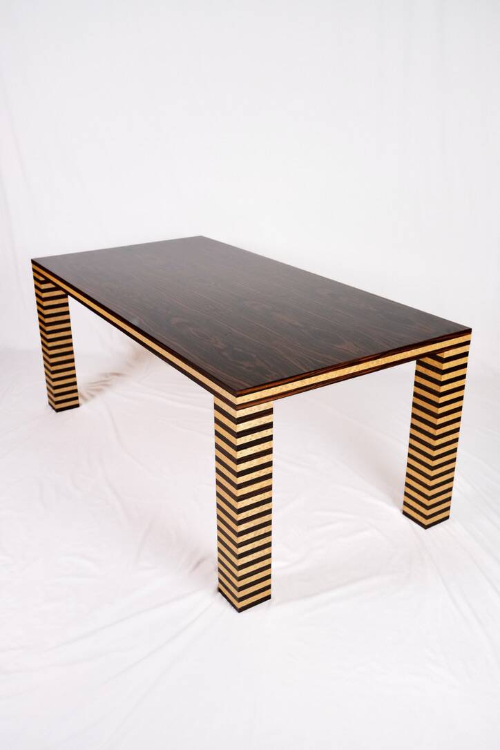 Memphis style dining table, wood, Italy